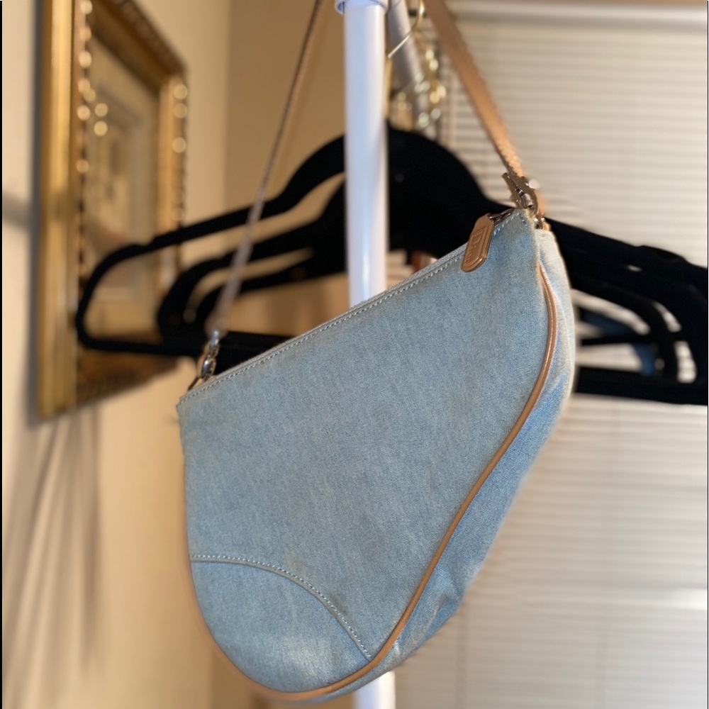 Christian Dior Blue Jean Saddle Bag